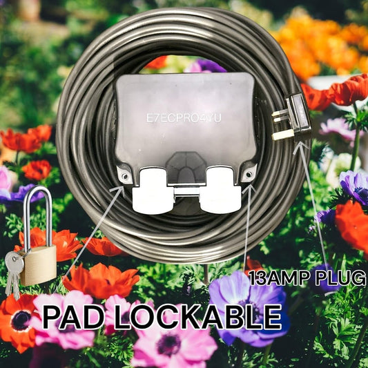 RCD Outdoor Extension Lead Waterproof Heavy Duty 2 Way Outside 2G IP66 Rated Outside Garden Power Box With Switch Indicator