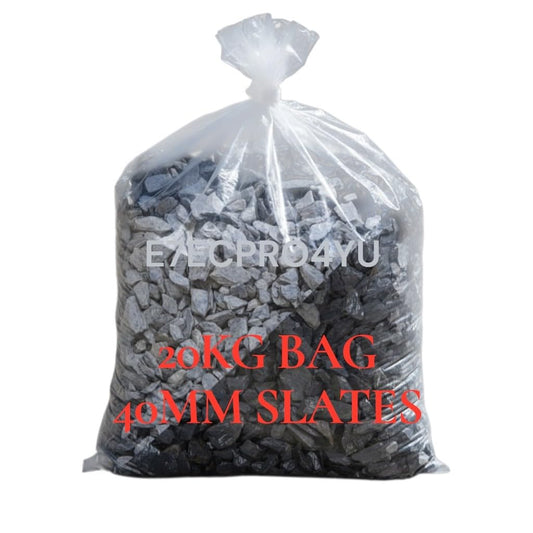 Blue Slate Chippings, Natural Stone Aggregate, Stones, 20kg, Decorative Gravel for Landscaping 40mm Blue Slate