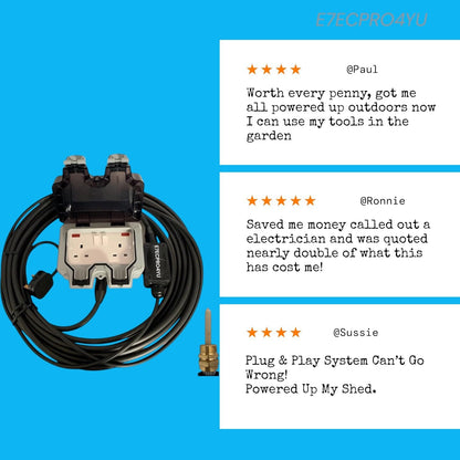 50 METRE ARMOURED CABLE OUTDOOR EXTENSION LEAD, WEATHERPROOF GARDEN POWER, WATERPROOF EXTENSION LEAD 240V HEAVY DUTY 50MTR HEAVY DUTY IP66 RATED