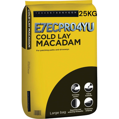 Tarmac Instant Cold Lay Macadam, Black, 25KG, Road and Driveway Repair, 6mm Graded Material