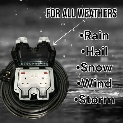 Outdoor Extension Lead Waterproof Heavy Duty 2 Way Outside 2G IP66 Rated Outside Garden Power Box With Switch Indicator