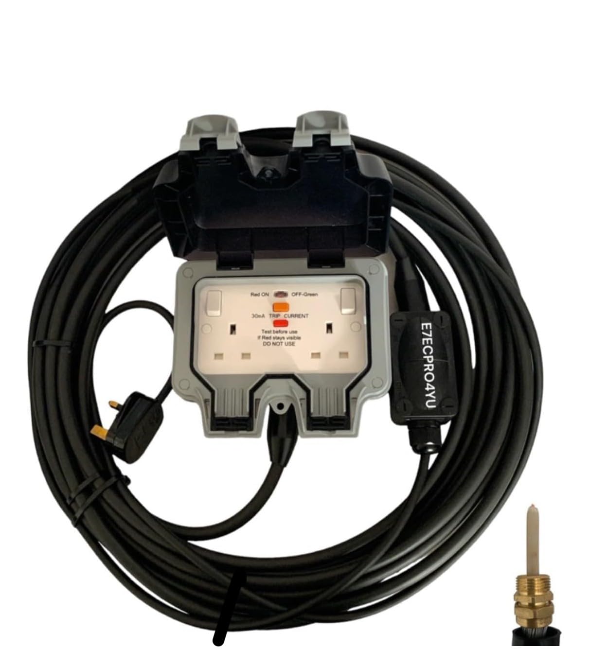 50 METRE ARMOURED CABLE OUTDOOR EXTENSION LEAD, WEATHERPROOF GARDEN POWER, WATERPROOF EXTENSION LEAD 240V HEAVY DUTY 50MTR HEAVY DUTY IP66 RATED