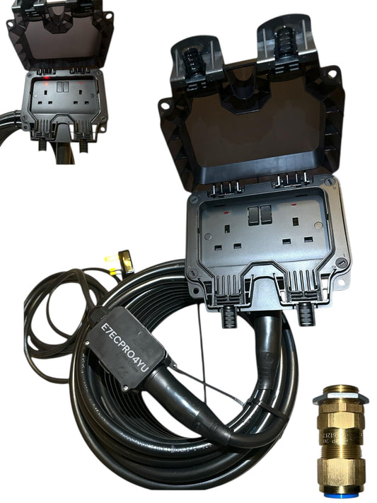 SMART BLACK ARMOURED OUTDOOR EXTENSION LEAD CABLE 2GANG WEATHERPROOF IP66 RATED 2 WAY SOCKET HEAVY DUTY ROBUST MADE TO LAST OUTDOORS 2G OUTDOOR POWER