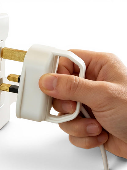 Easy Pull 13A Fused Mains Plug with Handle, for Arthritis, Disability, Weak Grip, White, Pack of 2 Easy To Wire Up