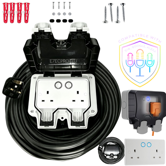 Smart WiFi Outdoor Extension Lead – 2 Socket, Alexa & Google Home Compatible, IP66 Rated