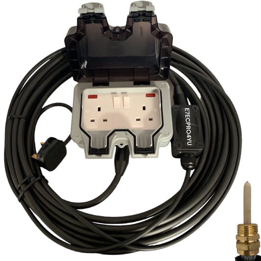 2G OUTDOOR EXTENSION LEAD WATERPROOF ARMOURED EXTENSION LEAD CABLE BLACK 2GANG 25 METRES WEATHERPROOF IP66 RATED 2 WAY SOCKET HEAVY DUTY 25M