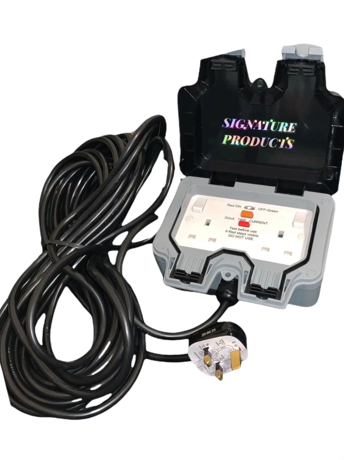 RCD Outdoor Sockets With Extension Cable 1M TO 30M, 2 Gang Weatherproof Storm Outside Plug Waterproof Electric Box Wall Double Switched 13 A IP66