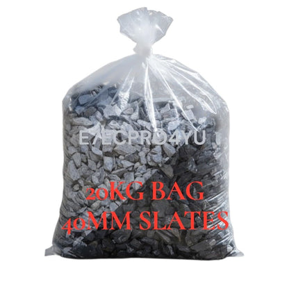 Blue Slate Chippings, Natural Stone Aggregate, Stones, 20kg, Decorative Gravel for Landscaping 40mm Blue Slate