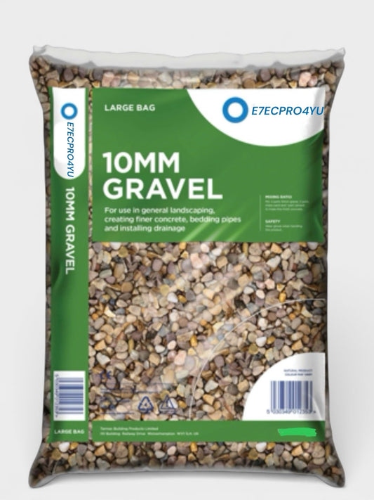 10mm Pea Shingle Gravel, Natural Stone Aggregate, 25kg Per Bag, Angular To Rounded Stones, for Drainage and Landscaping